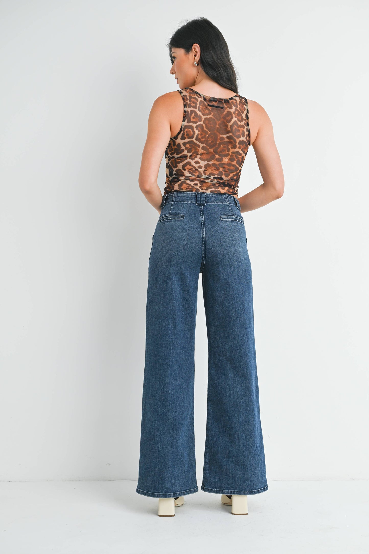JBD - Patch Pocket Wide Leg Flare - DARK DENIM - DP782