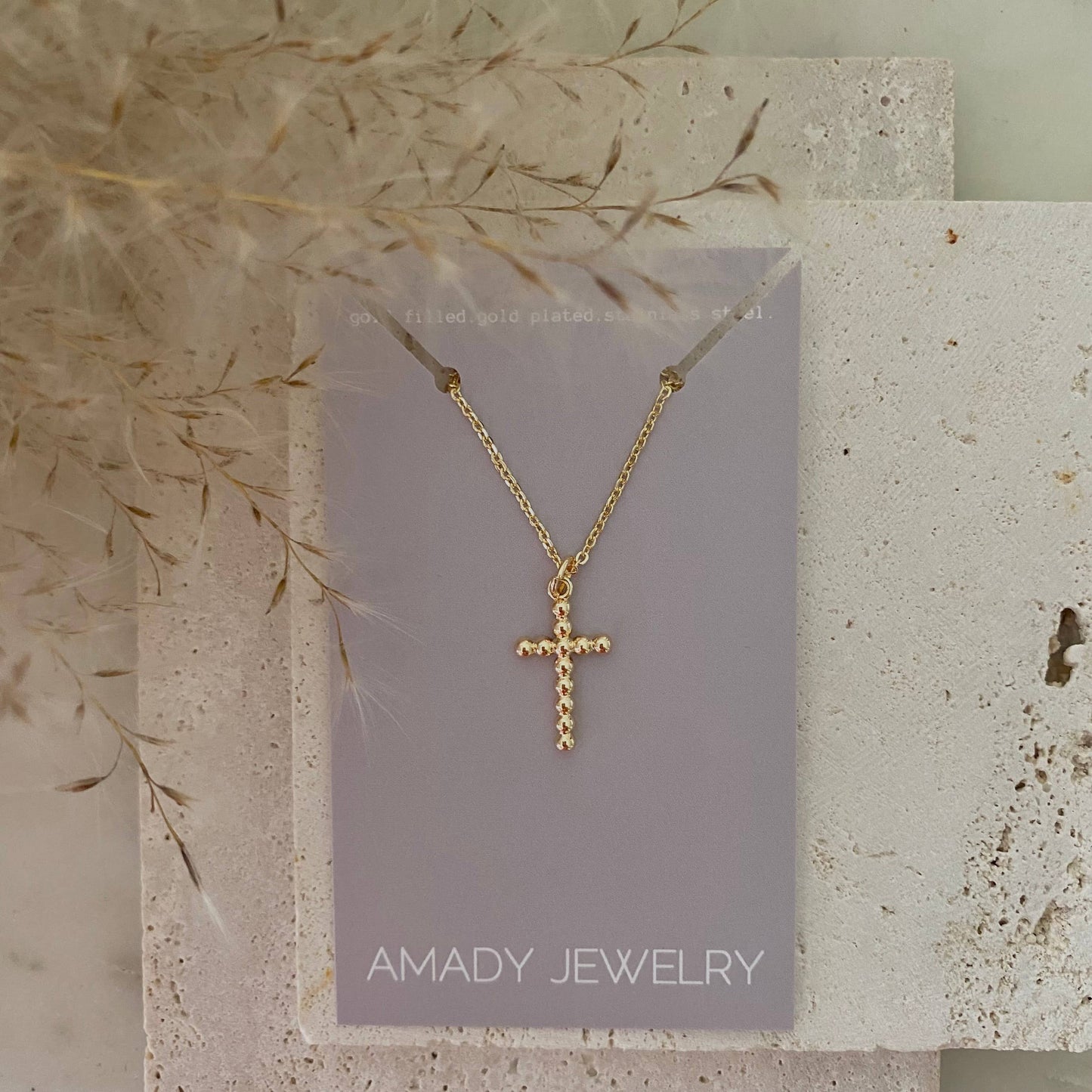 Cross charm 14k gold filled balloon necklace waterproof