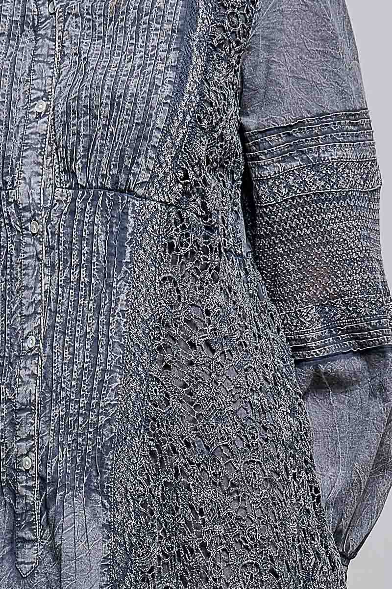 Vintage Pintuck Ruffle Washed Boho Dress