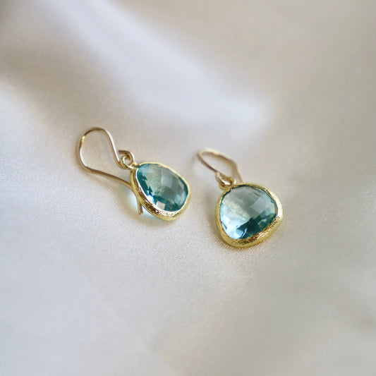Faceted Aquamarine Bezel Earrings