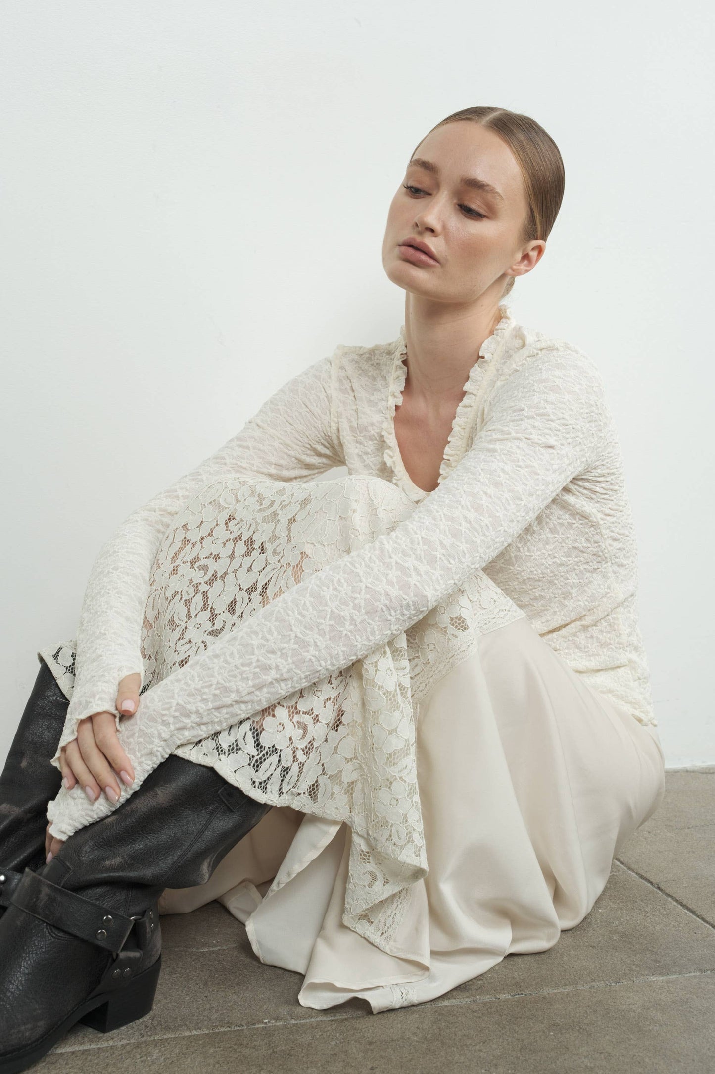 Lace Insert Skirts With Lining