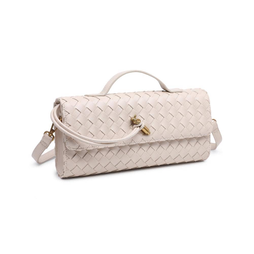 Urban Expressions - Ada Top Handle Woven East West Clutch Crossbody: Oatmilk