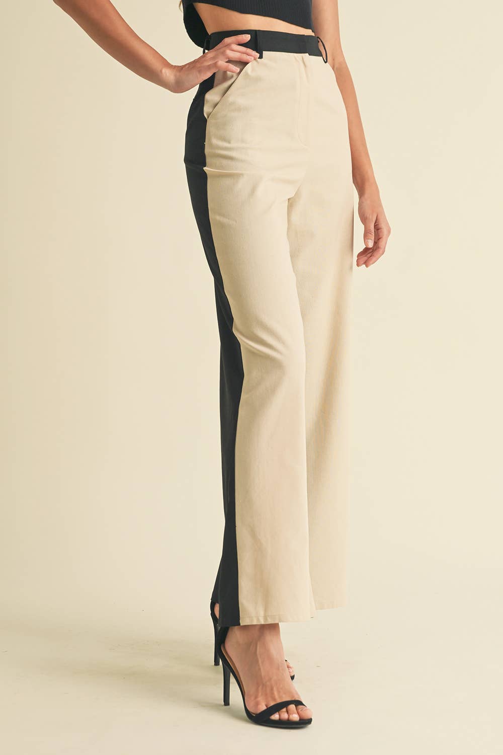 Linen Color Block Trouser