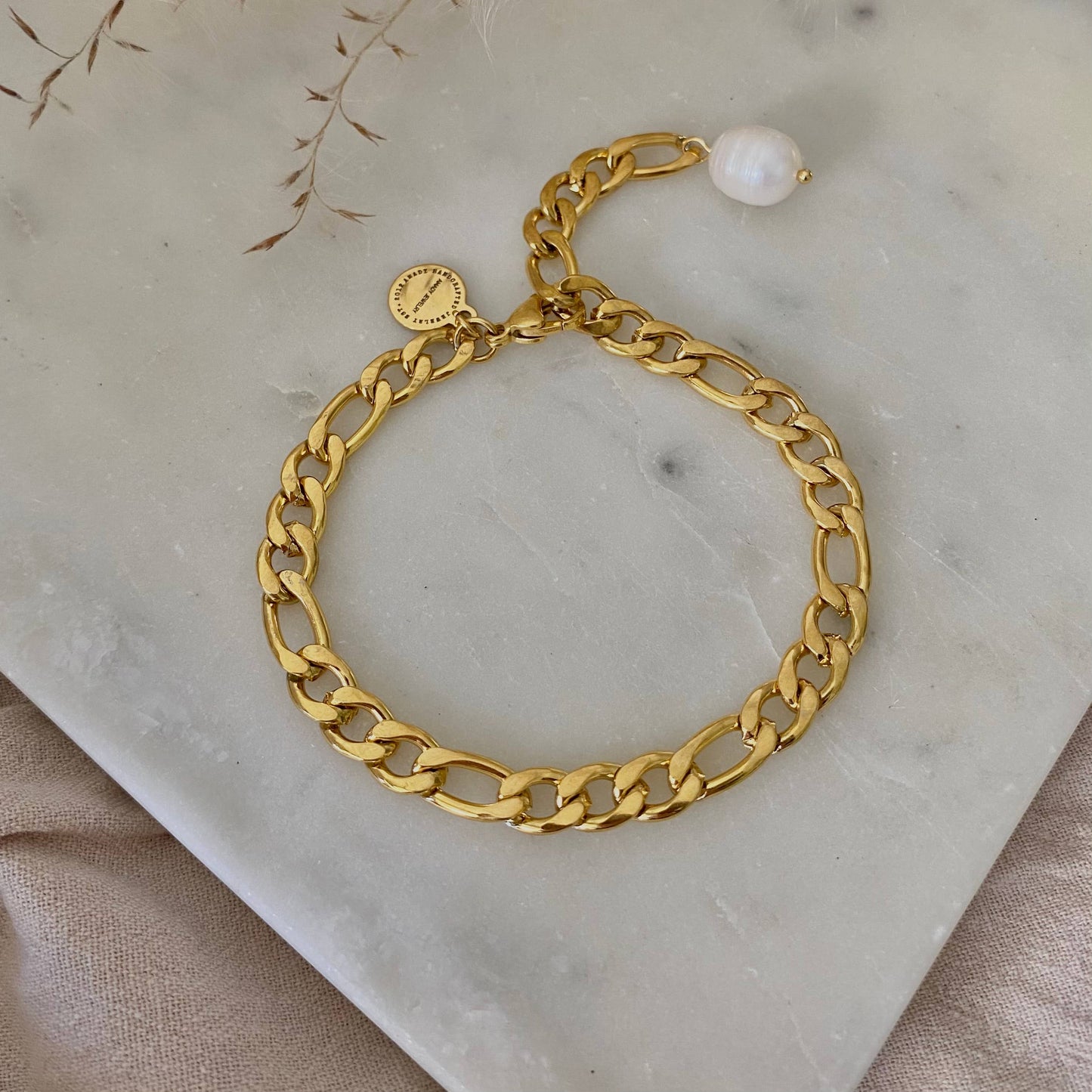 18K Gold Plated Figaro Chain Bracelet