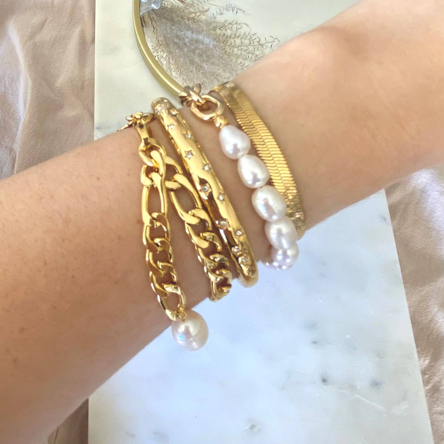 18K Gold Plated Figaro Chain Bracelet