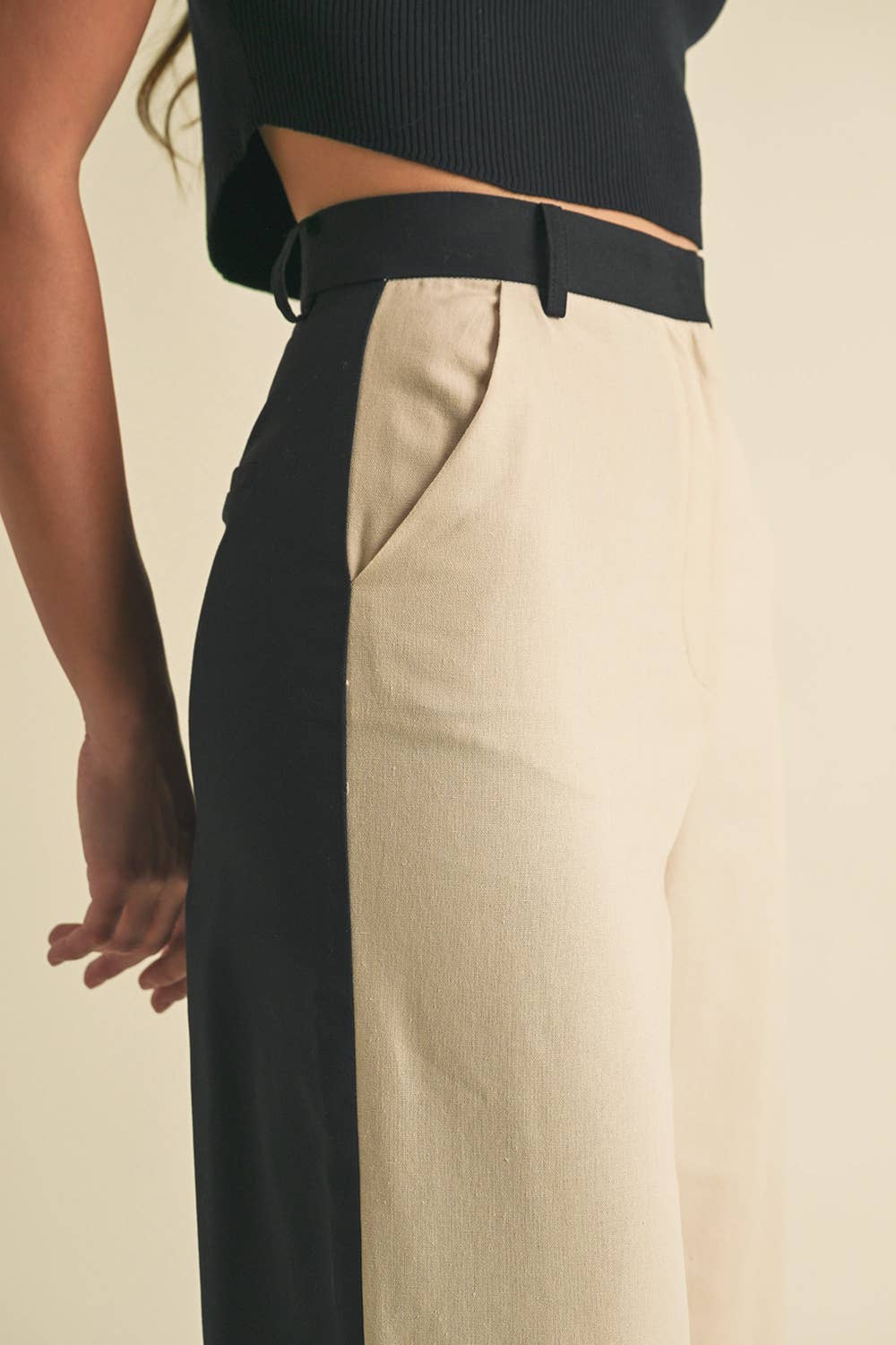 Linen Color Block Trouser