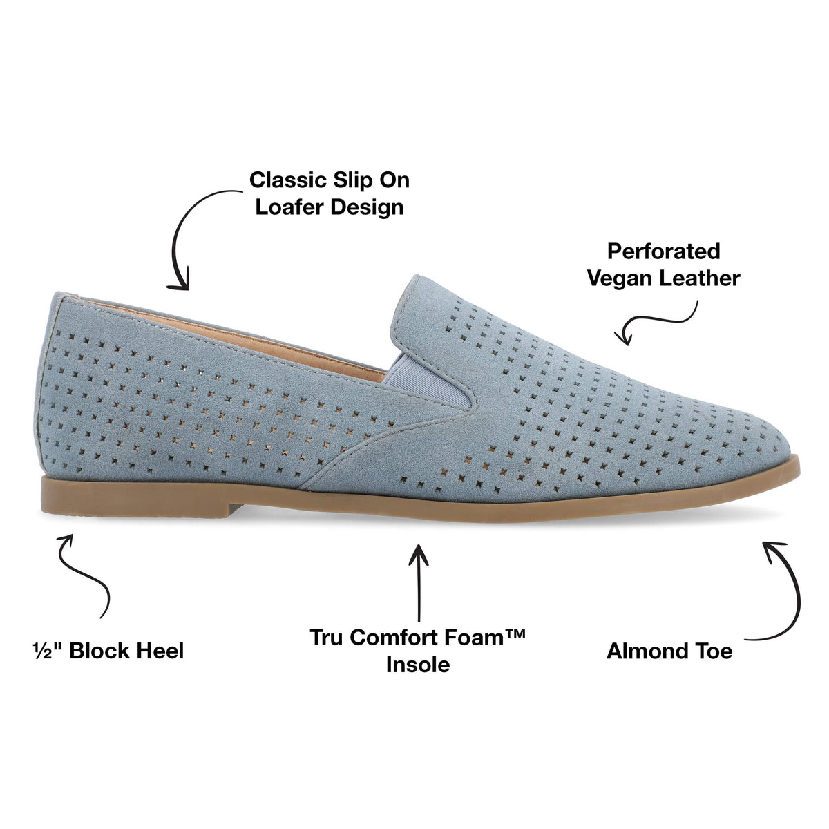 Lucie Loafer Flats In Faux Suede