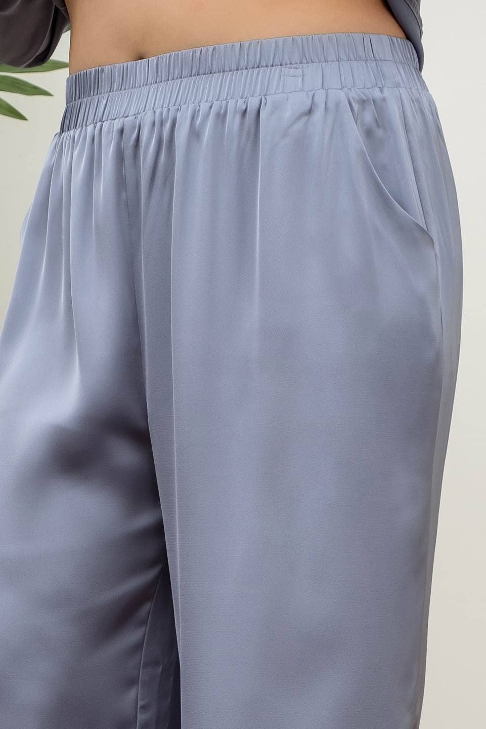 Solid Satin Wide Leg Pants