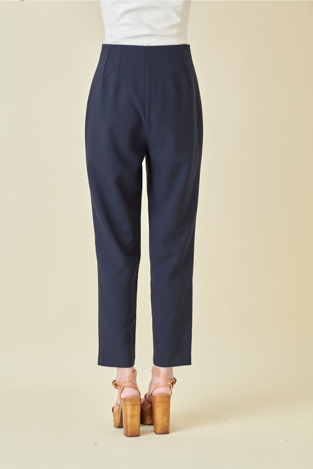 Navy High Waisted Ankle Length Pants
