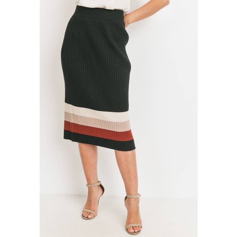 Sweater Knit Color Block Midi