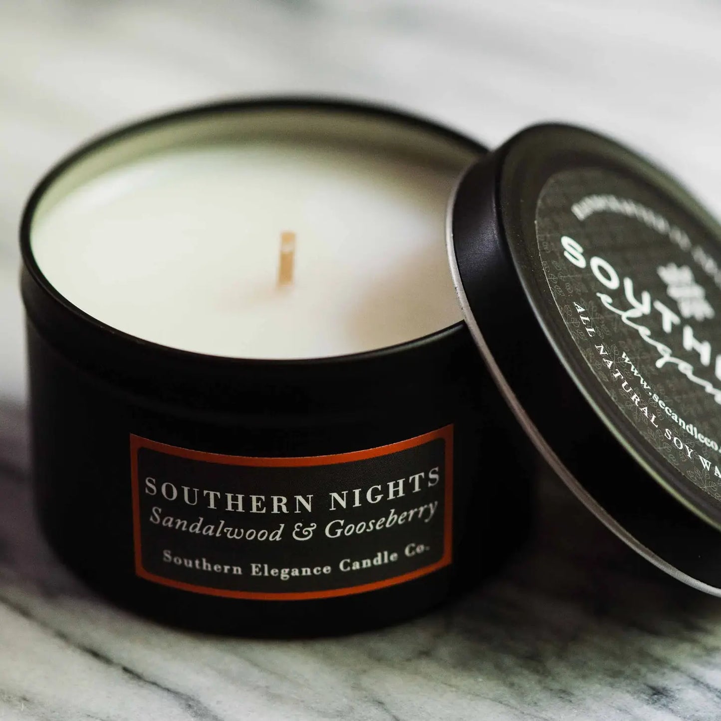 Southern Nights Sandalwood & Gooseberries - Signature Scents: 6oz Black Travel Tin (Year Round)