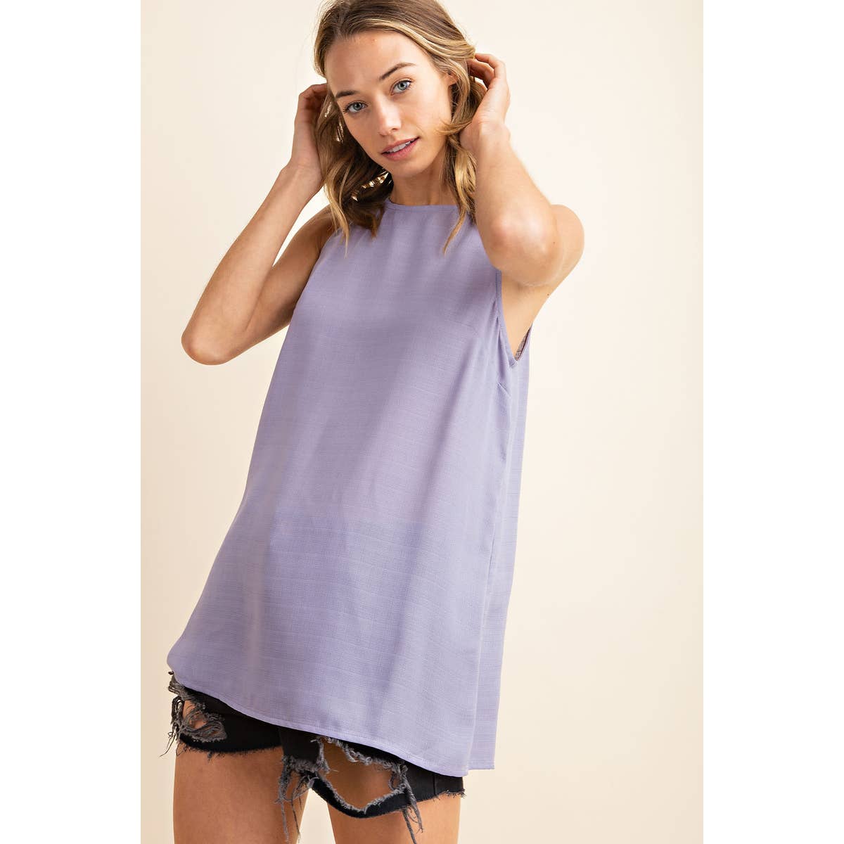 Button Down Back Sleeveless Top