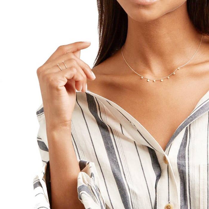 Seven Bezel CZ Drop Necklace