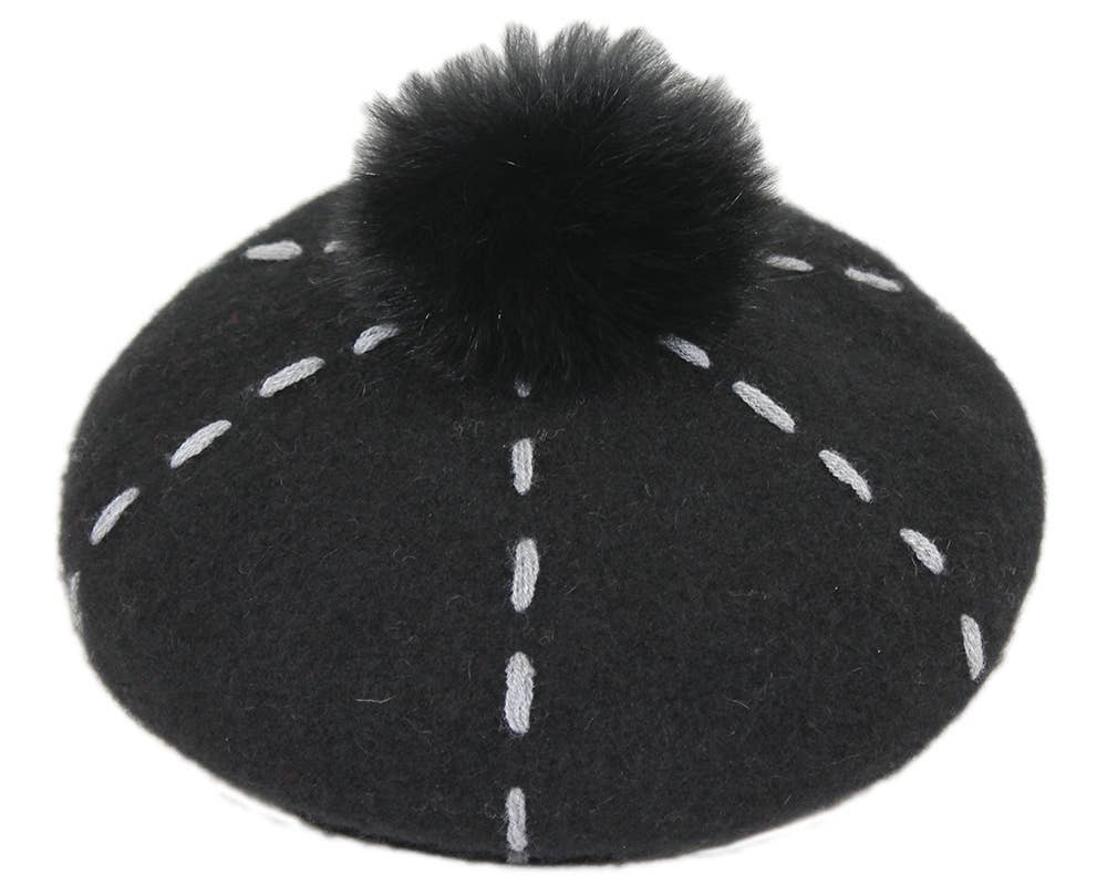Pom Pom Wool Stitch Beret