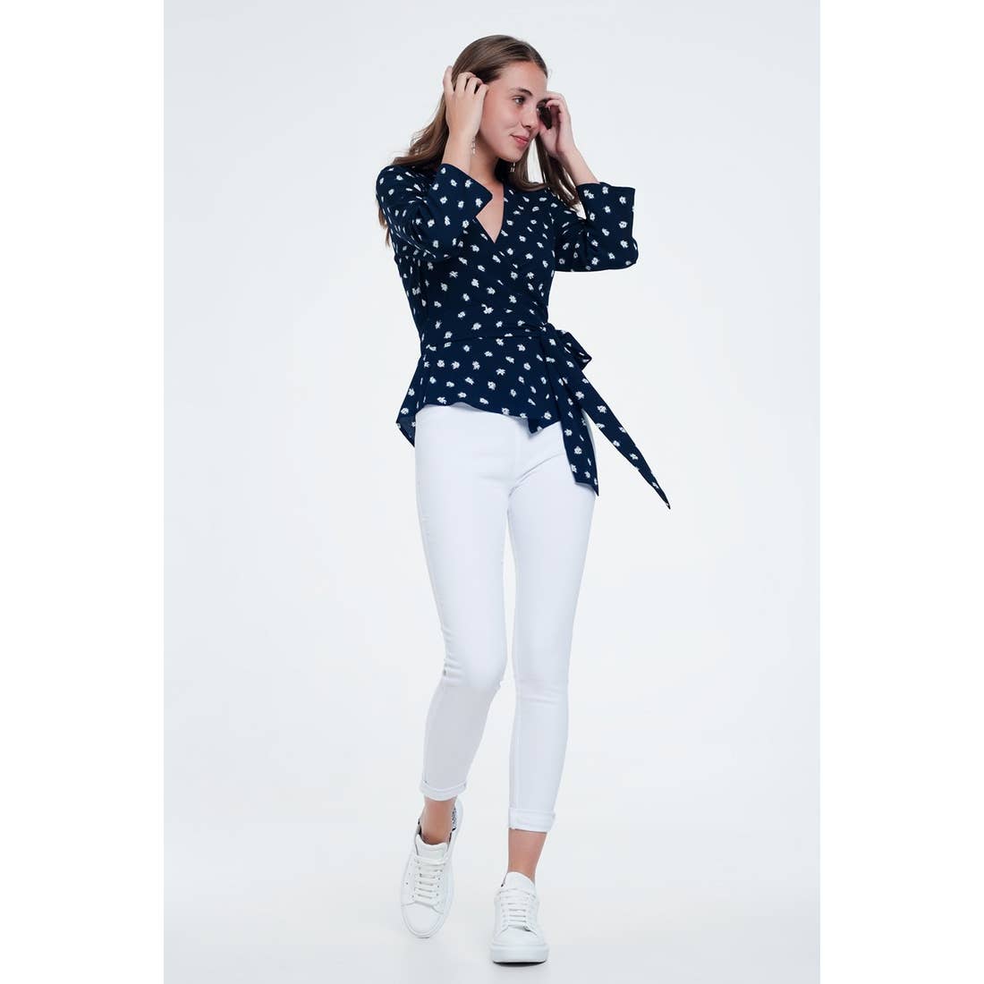 Printed Tie Blouse