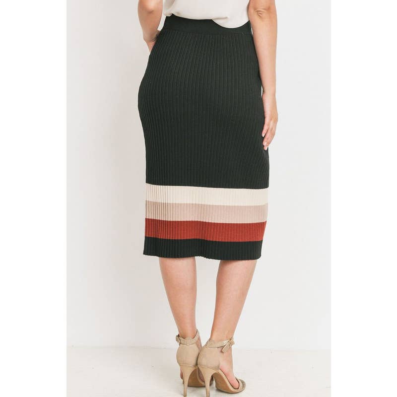 Sweater Knit Color Block Midi