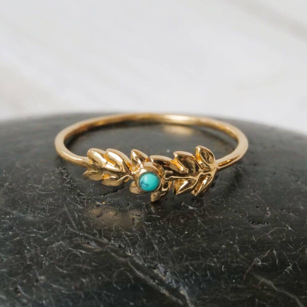 Turquoise Stone Leaf Ring