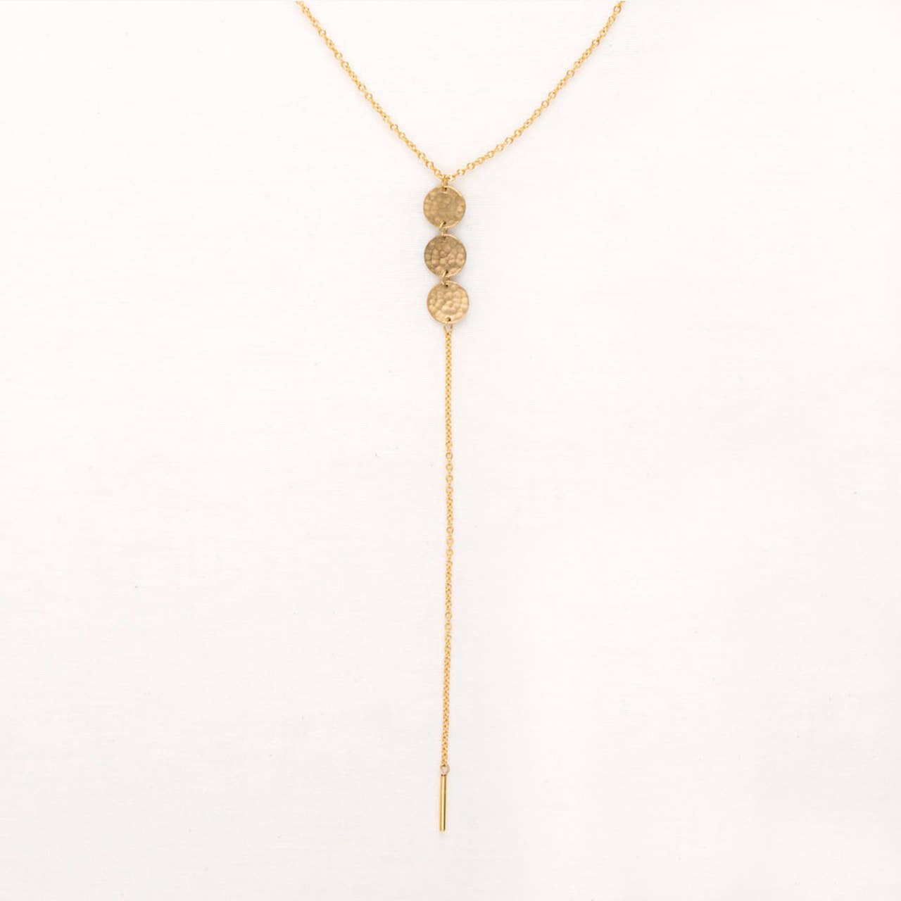 Triple Disc and Chain Lariat Necklace