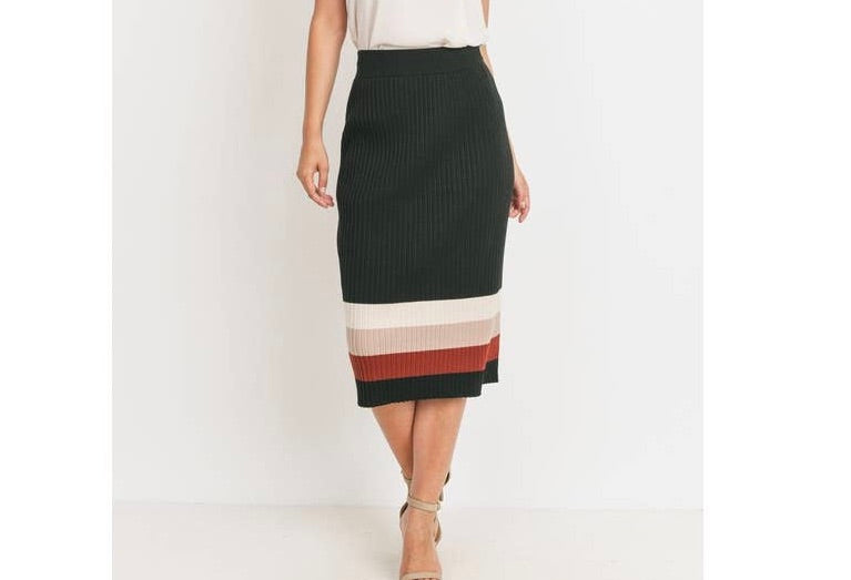 Sweater Knit Color Block Midi