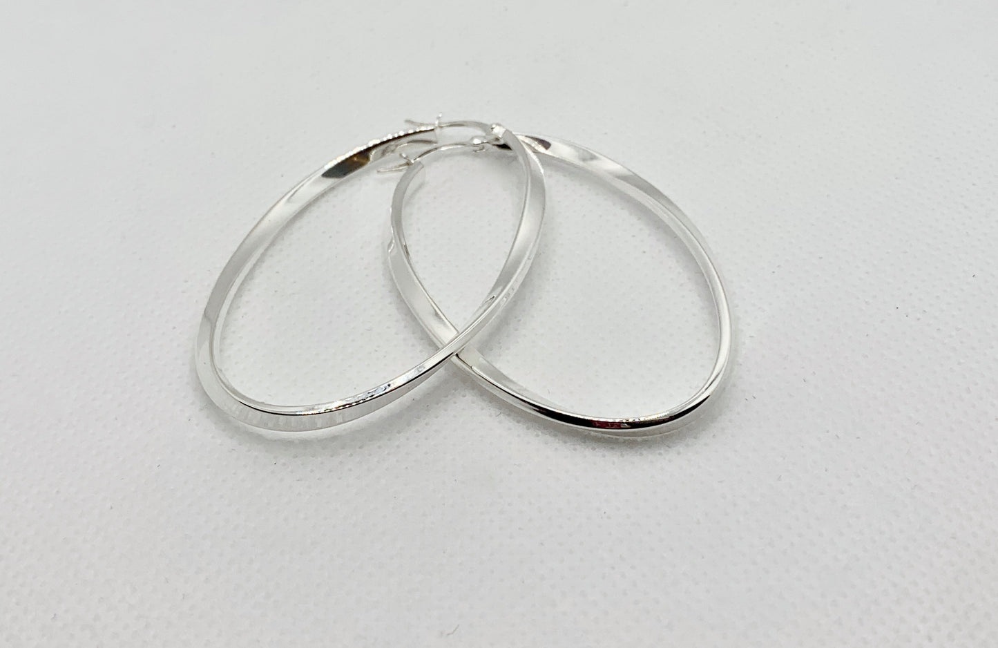 Sterling Silver Oval Twist Hoop
