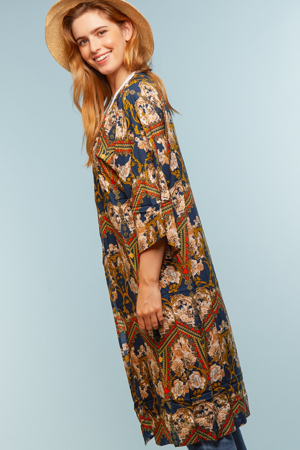 Printed Long Kimono