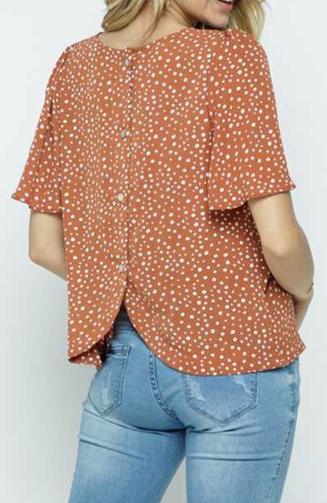 Polka Dot Woven Button Back Top