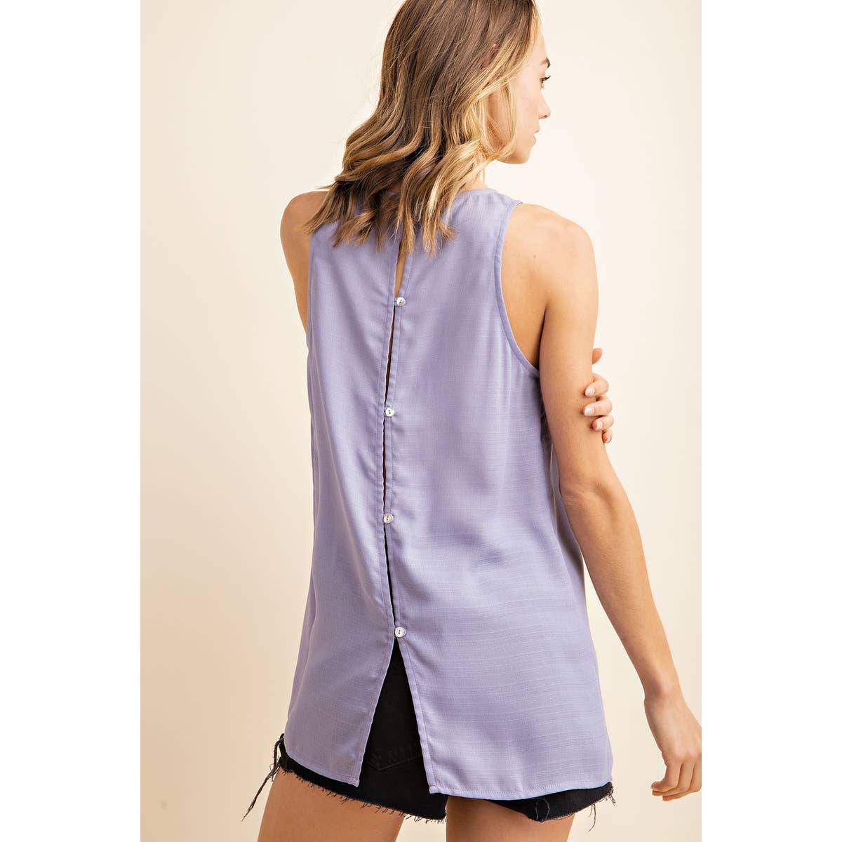 Button Down Back Sleeveless Top