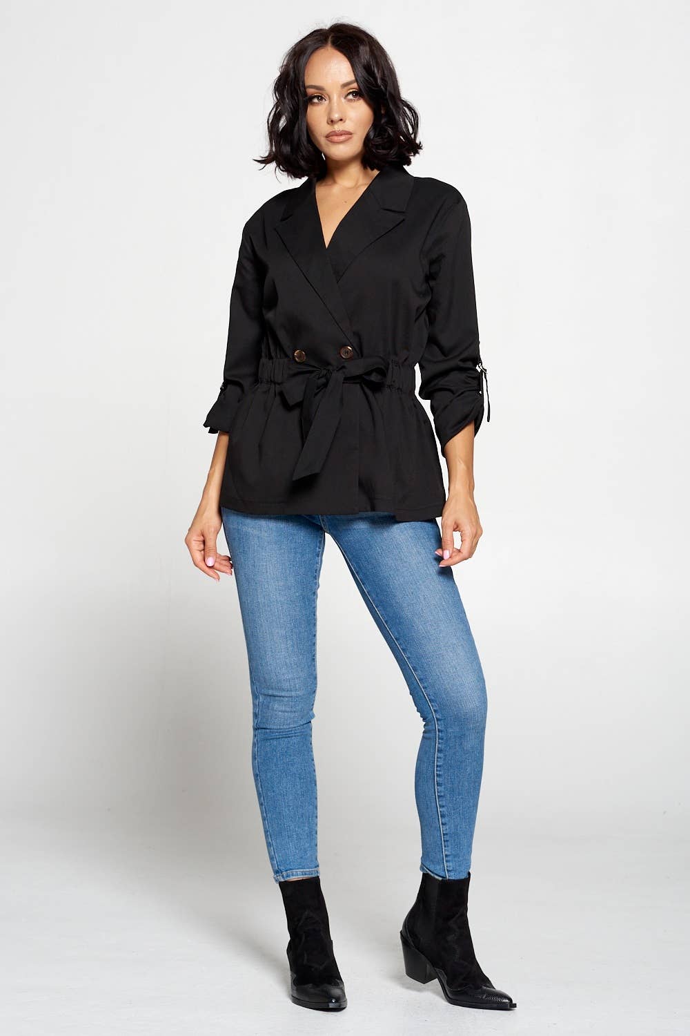 Black Front Tie Jacket