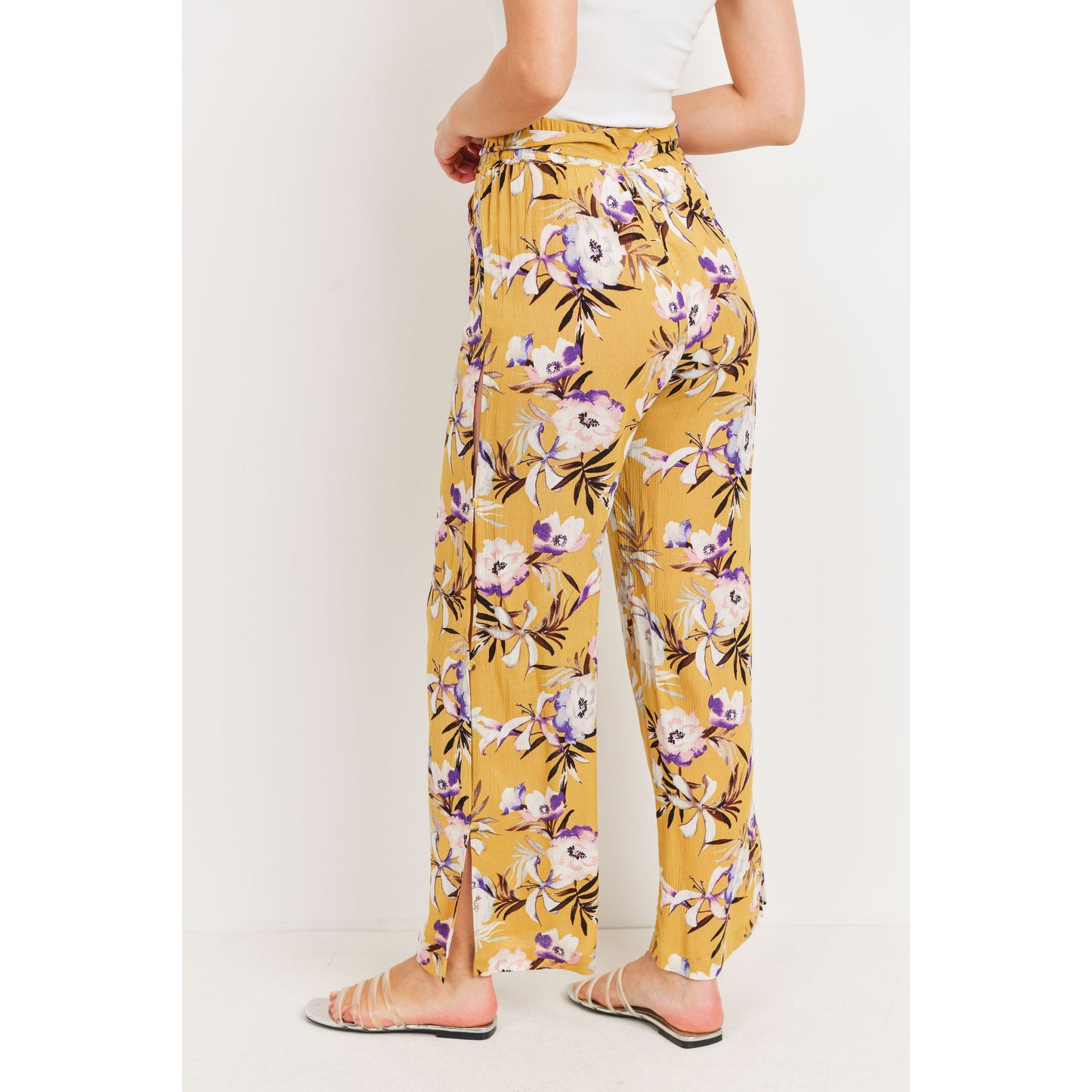 Side Button Closure Palazzo Pants