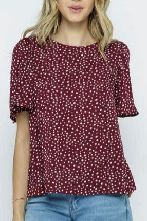 Polka Dot Woven Button Back Top