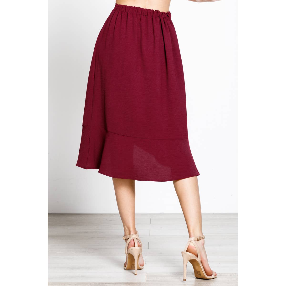 Ruffle Wrap Skirt With Tie Detail Midi Skirt