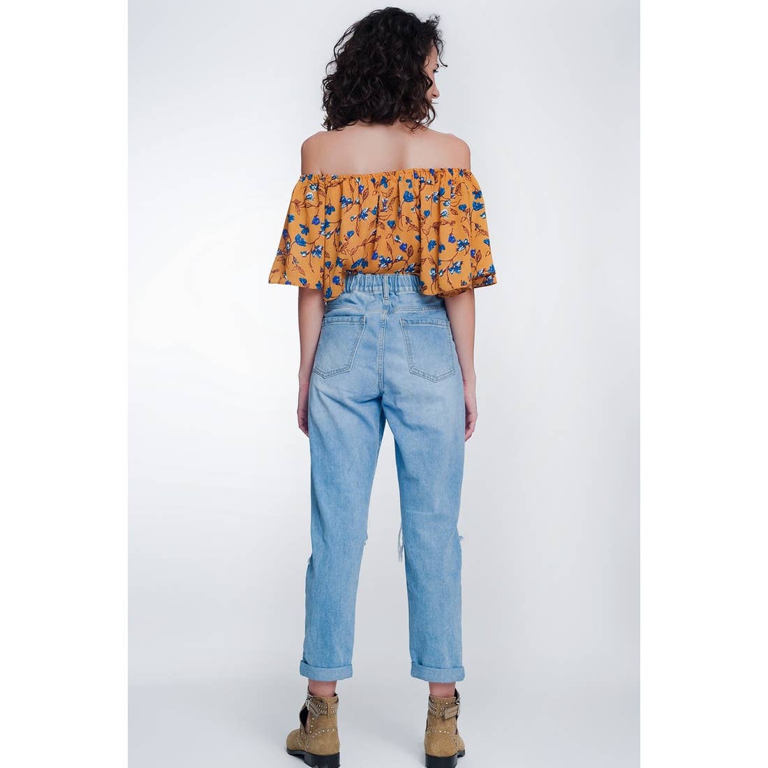 High Waist Ripped Mom Jeans