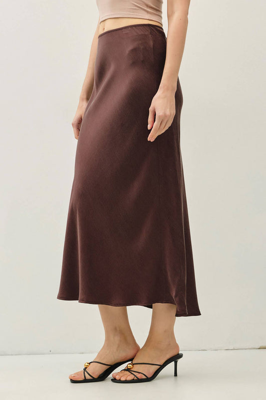 Silky Suede Feel Midi Skirt