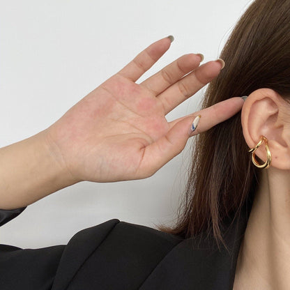 Double Line Golden & Silver Ear Cuff-One Piece