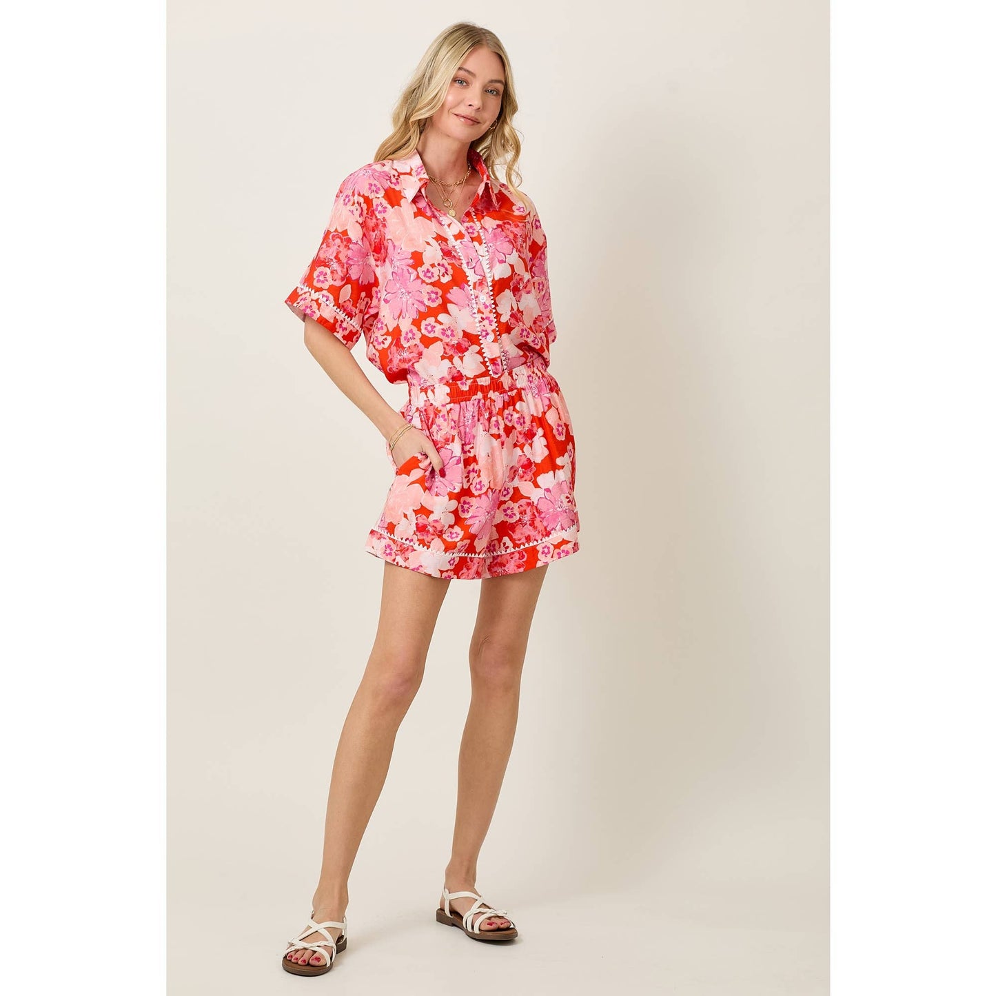 SKYLAR ROSE - Summer Floral Short Sleeve Top & Shorts Set