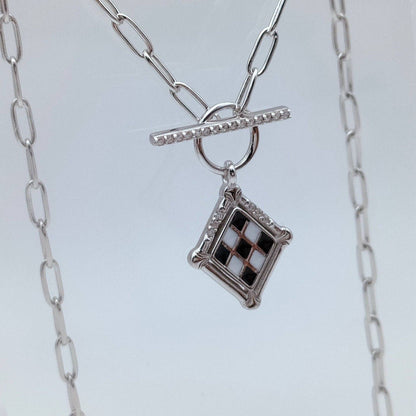 Checkboard Necklace Sterling Silver Gold Vermeil