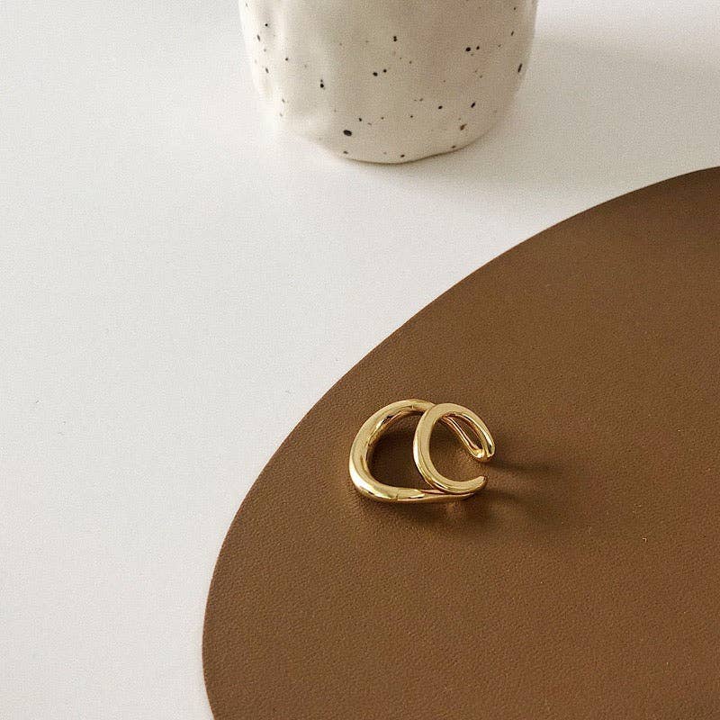 Double Line Golden & Silver Ear Cuff-One Piece