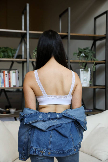 Leto Accessories - Lace Trim Padded Bralette - Romantic Lace Trim