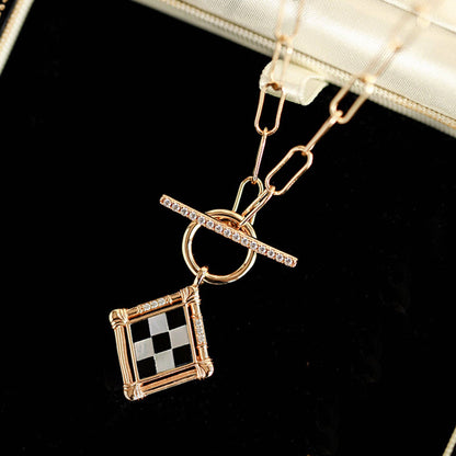 Checkboard Necklace Sterling Silver Gold Vermeil