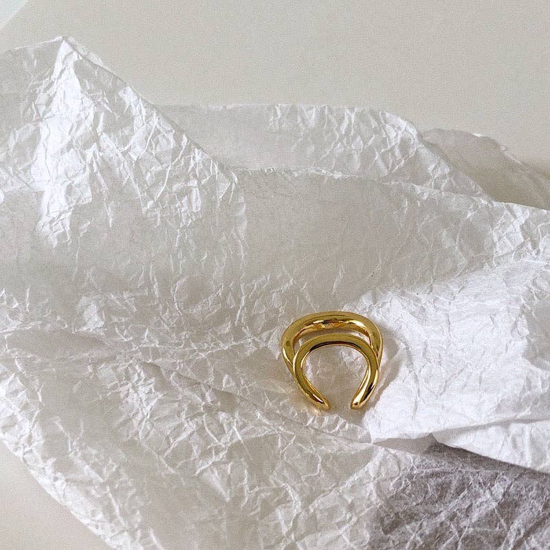 Double Line Golden & Silver Ear Cuff-One Piece