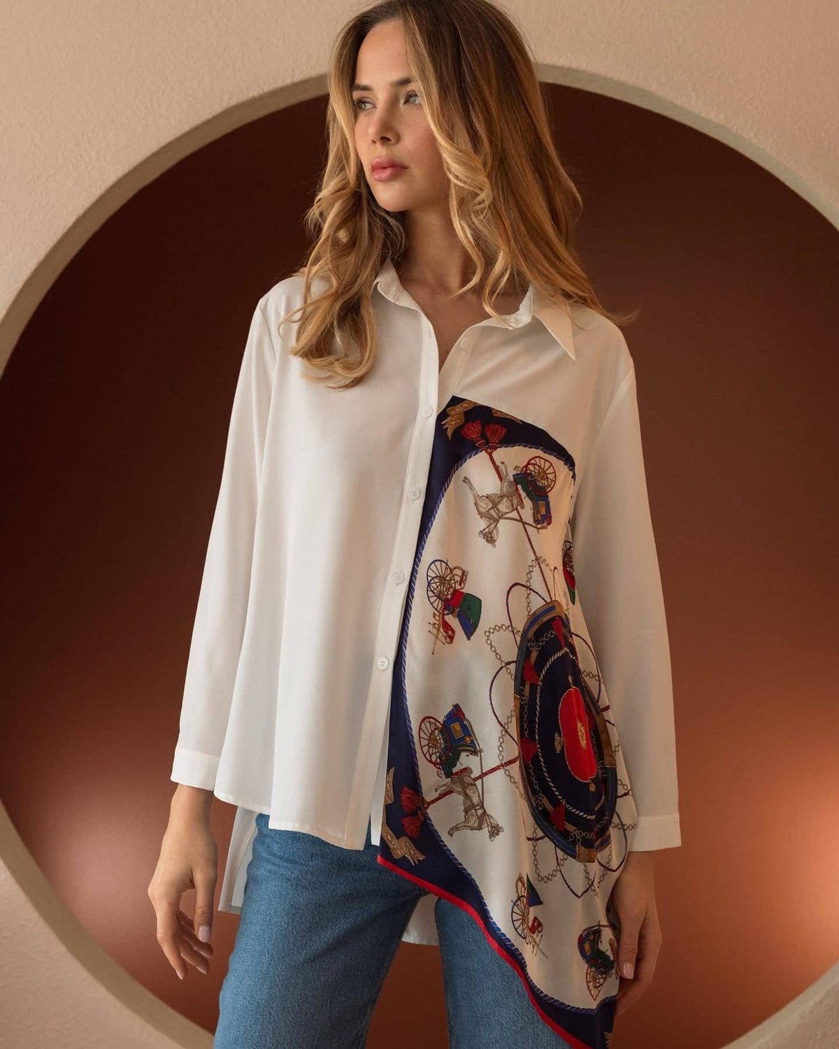 Jess Asymmetric Print Top