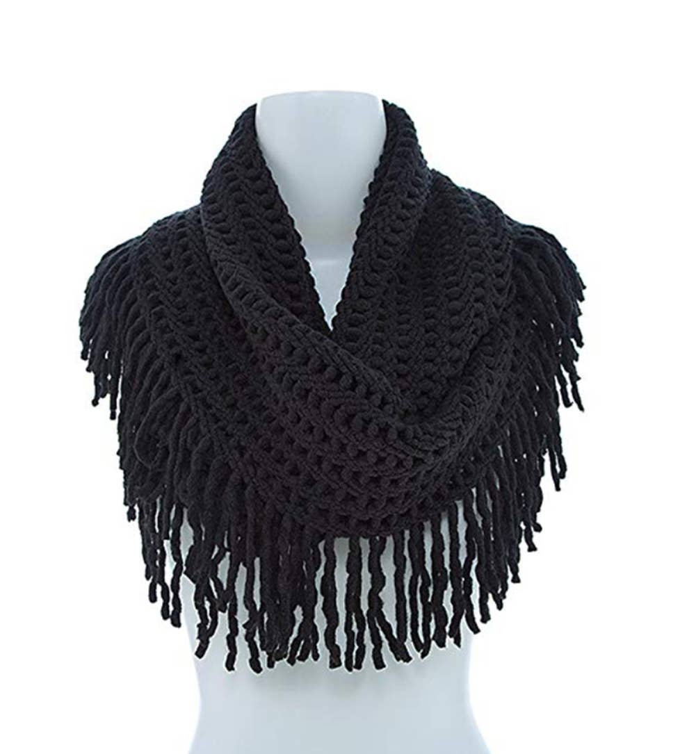 Knit Tassel Infinity Loop Scarf