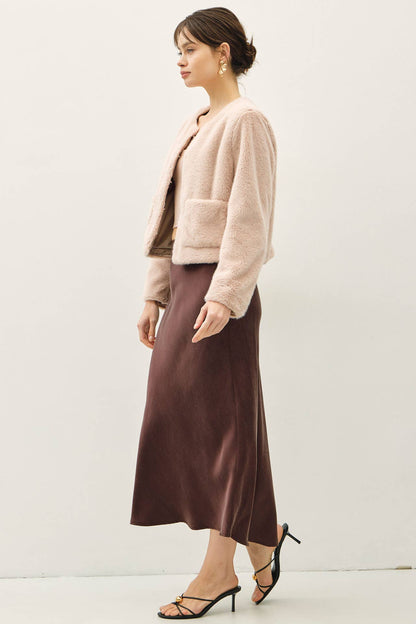 Silky Suede Feel Midi Skirt