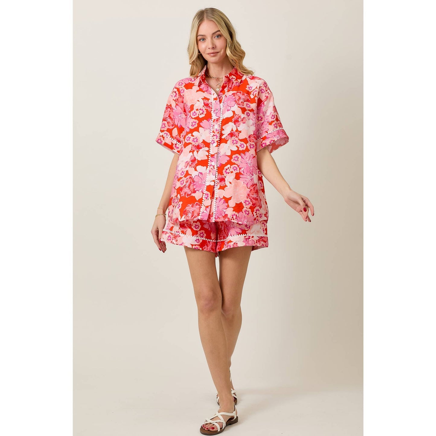 SKYLAR ROSE - Summer Floral Short Sleeve Top & Shorts Set