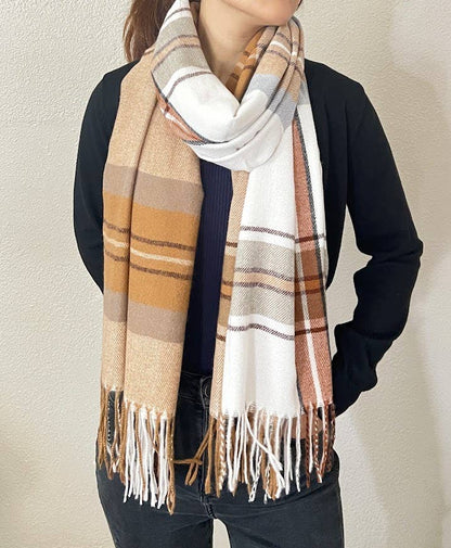 Plaid Fringe Cashmere Ultra Soft Scarf