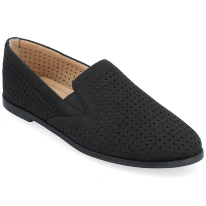 Lucie Loafer Flats In Faux Suede