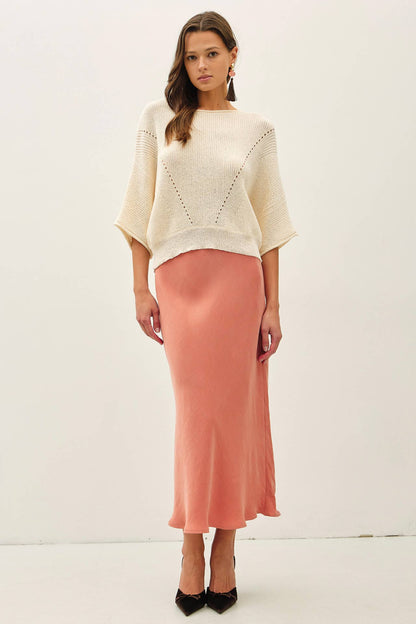 Silky Suede Feel Midi Skirt