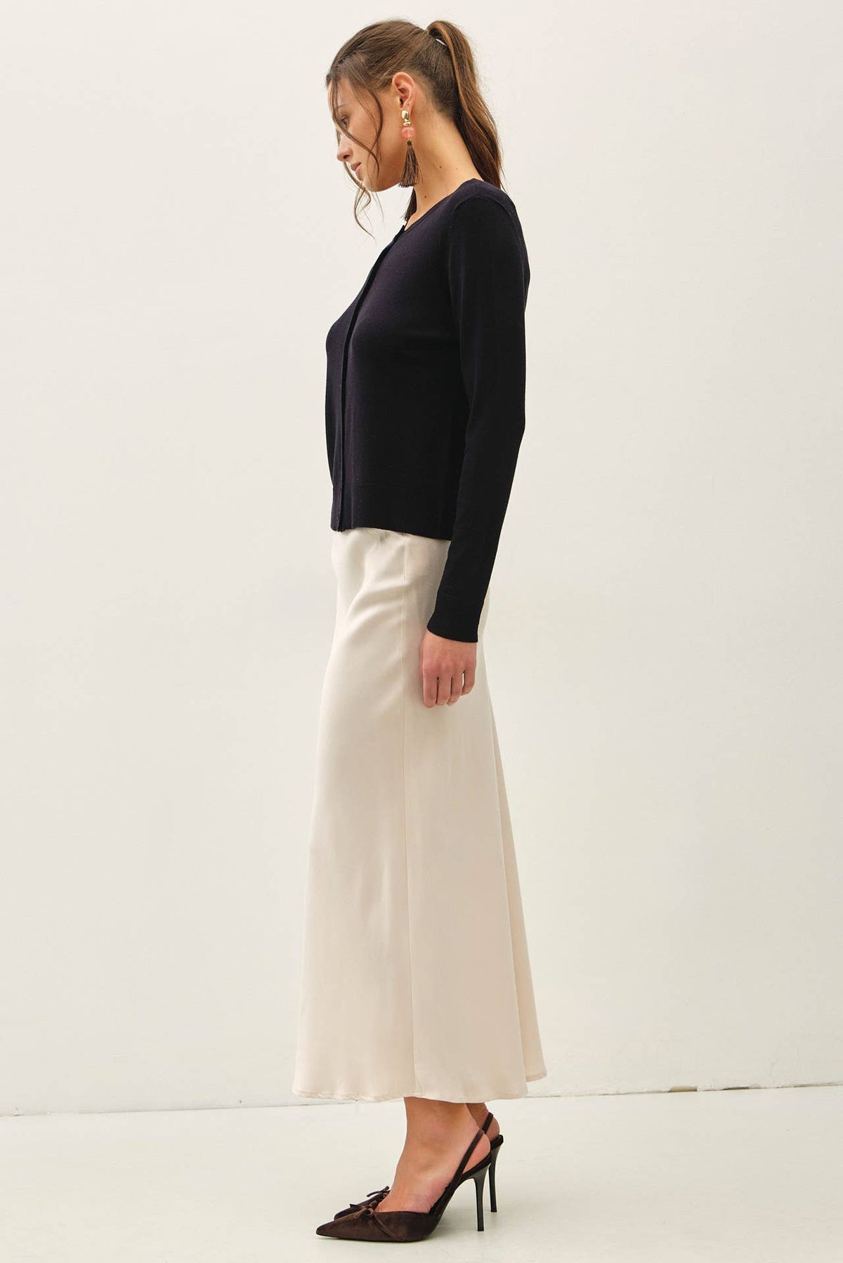 Silky Suede Feel Midi Skirt