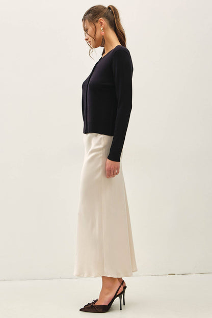 Silky Suede Feel Midi Skirt