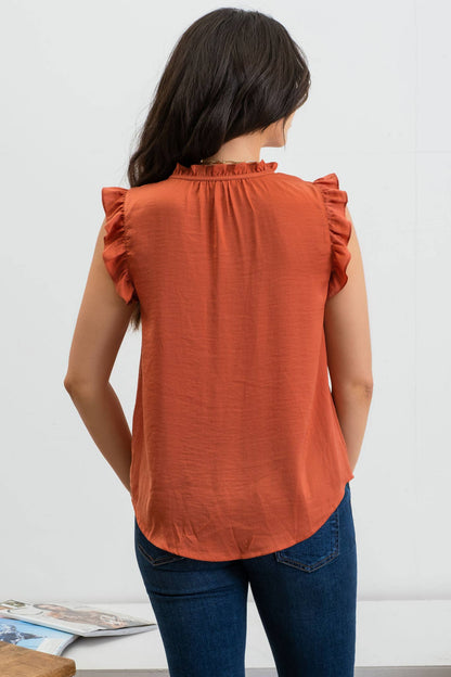 Ruffle Collared Sleeveless Top